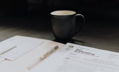 tax forms sitting on a desk