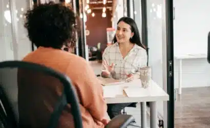 two women talking